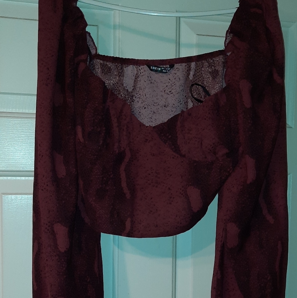 Burgundy snakeskin bustier crop top